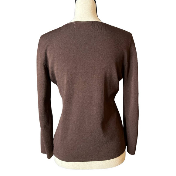 Joseph A. Sweater with Beads Crystals and Sequins on Front Neckline Size Medium - Picture 3 of 6